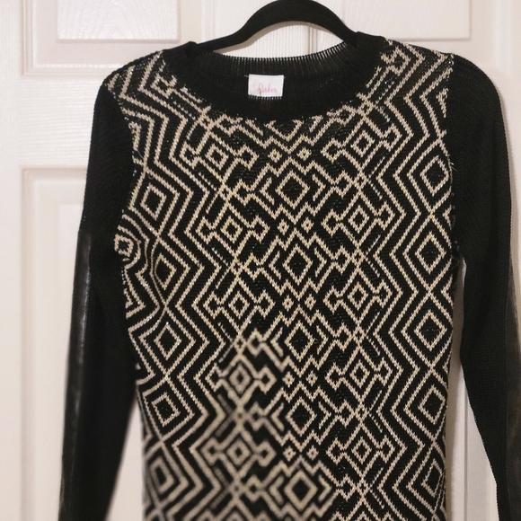 PARKER Women's Black Geometric Pattern Long Sleeve Knitted Sweater Size XSmall - Picture 2 of 15